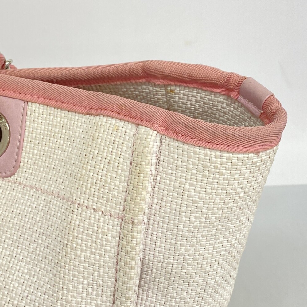 CHANEL Pink Raffia Deauville Tote Bag - Picture 7 of 11